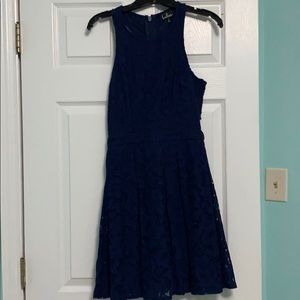 Lulu’s Daisy Date Navy Blue Lace Skater Dress